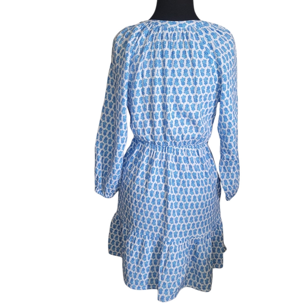 Vineyard Vines Seastitch Block Print Tiered Cotton Mini Dress Blue Coastal XS - Picture 12 of 14